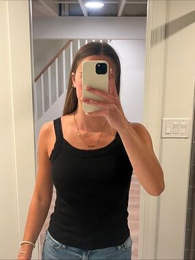 Classic Black Ribbed Tank Top - Women